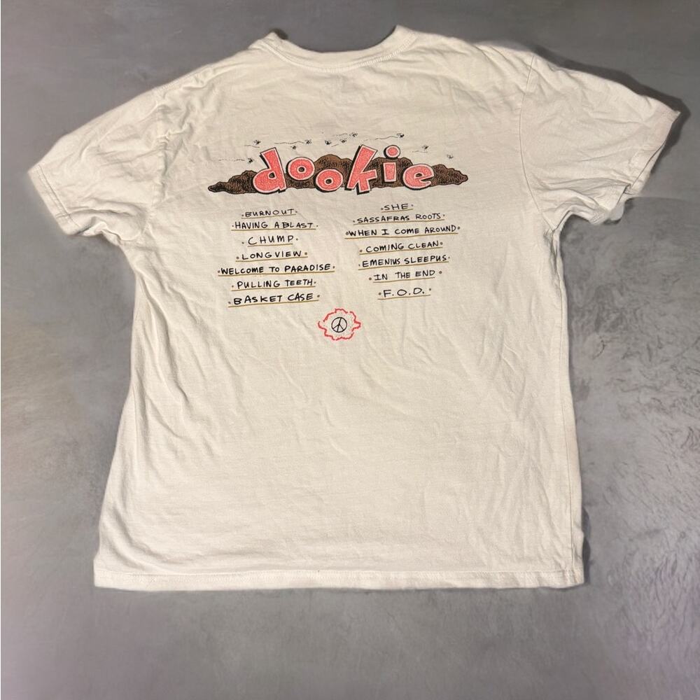 Green Day Dookie Album Graphic T Shirt M/L White Front Back Print Band Tee